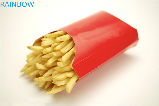 Take Out Paper Box Packaging , Glossy Red  French Fries Paper Box