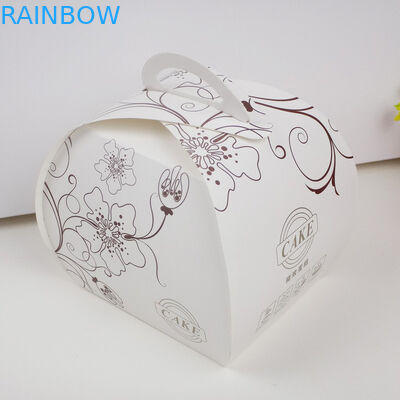 Elegant Paper Box Packaging For Cake Packaging , Foldable Cake Box With Handle