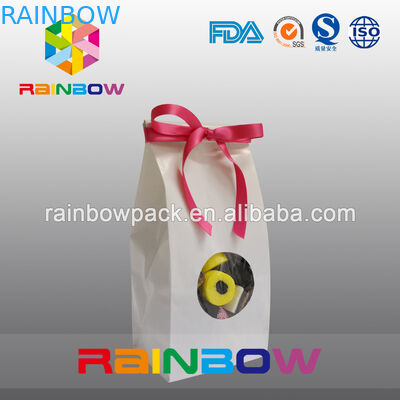 White Kraft Paper Bag For Candy Packaging With Front Round Window