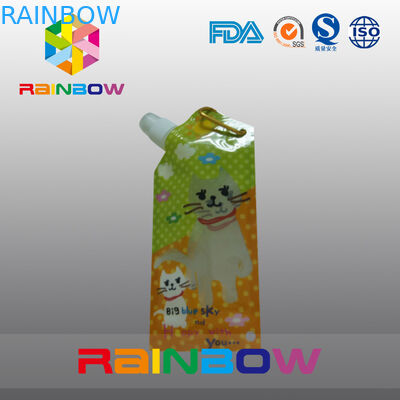 Special Type Juice / Beverage Packaging Side Gusset Pouches With Metal Ring