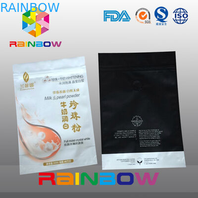 White Block Bottom Food Grade Plastic Pouch packaging With Aluminum Foil Custom Printed