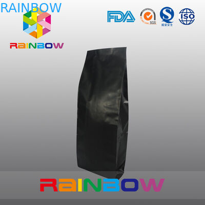 Black Customized Printed Bottom Gusset Bags , Plastic Coffee Pouch With Zipper / Valve