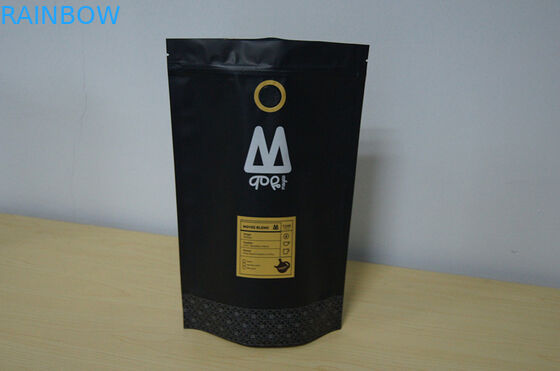 Moyee Plastic Pouches Packaging Matte Black Stand Up Pouch with Valve Coffee Bag