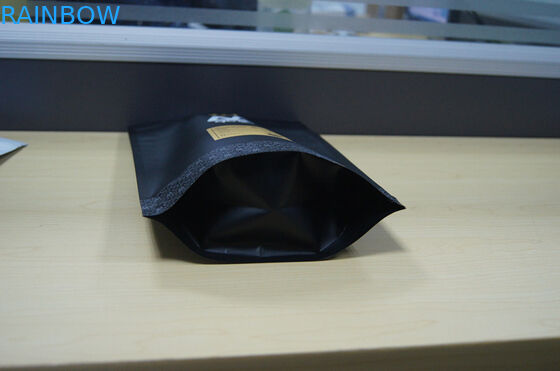 Moyee Plastic Pouches Packaging Matte Black Stand Up Pouch with Valve Coffee Bag