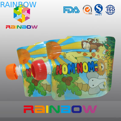Stand Up Reusable Baby Food Spout Pouch Packaging with Zipper On The Top
