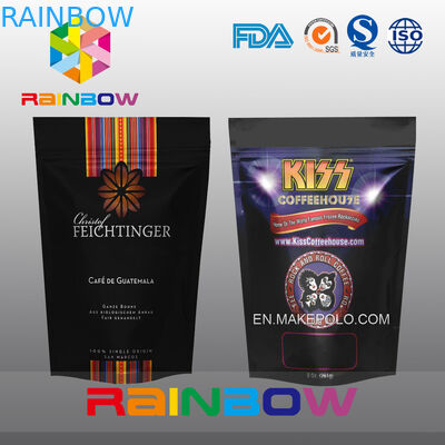 Black Foil Stand Up Tea Bags Packaging With k For Matte Coffee / Food Packing