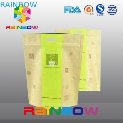 Custom Coffee / Tea Bags Packaging Recycle Kraft Paper Food Grade Paper Bag