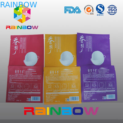 Three Side Seal Cosmetic Packaging Bags With Tear Notch , Facial Mask Pouch
