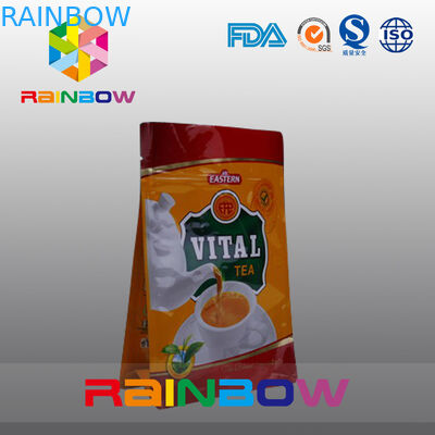 Custom Printed Flat Bottom Plastic Bags , Quad Seal Block Bottom Bag With Clear Window