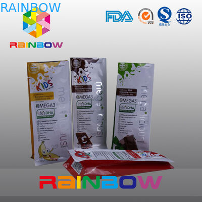 Custom Printed Flat Bottom Plastic Bags , Quad Seal Block Bottom Bag With Clear Window