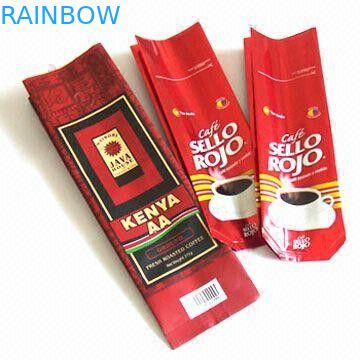 Coffee Bean Packaging Bags Plastic Tea Bags Packaging For Coffee , Square Bottom Bags