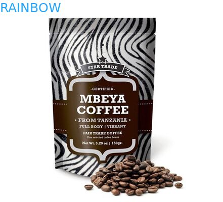 Stand Up Matt Aluminum Foil Coffee Bag With Zipper , Brown Coffee Bags Food Bags