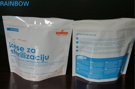 Food Grade Laminated Plastic Microwave Steriliser Bags Stand Up With Zipper