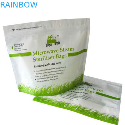 Food Grade Laminated Plastic Microwave Steriliser Bags Stand Up With Zipper