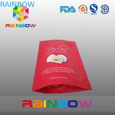 Red matt surface aluminumf oil bottom gusset bags foe snack / cake packaging