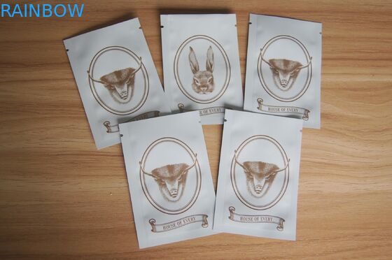 Three Side Seal Seed Packaging Pouches / Matte White Grip Seal Spice Potpourri Bag