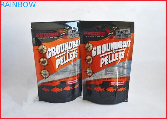Printed Plastic Pouch Packaging With Zipper For Groundbait Pallet / Fishing Lure Packaging Bag With k