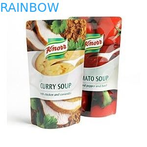 Self Standing Food Pouch Packaging For Curry Soup / Waterproof Curry Soup Bag