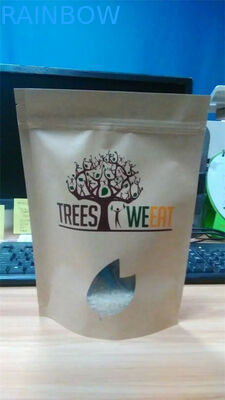 Logo Printed Grip Seal Bags / Kraft Paper Bag For Baking Blend With Window And k