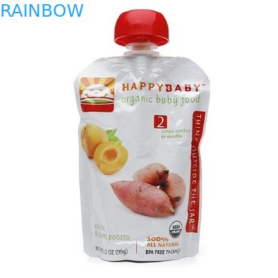 Custom Printed Plastic Pouches Packaging Wtih Middle Spout Spout Pouches For Fruit Juice