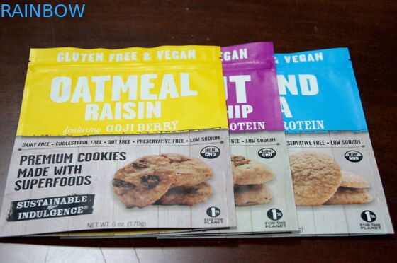 Vivid Print Foil Lined Snack Packaging Bag / Doypack Mylar Zipper Cookies Pouch