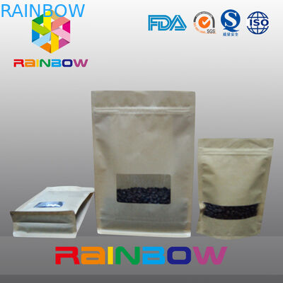 Box Bottom Customized Paper Bags With Rectangle Window k / Flat Bottom Paper Bag