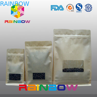 Box Bottom Customized Paper Bags With Rectangle Window k / Flat Bottom Paper Bag