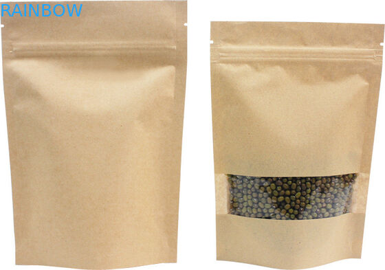 Kraft Paper Snack Bag Packaging For Beef Jerky , 4 oz k Kraft Paper Pouch
