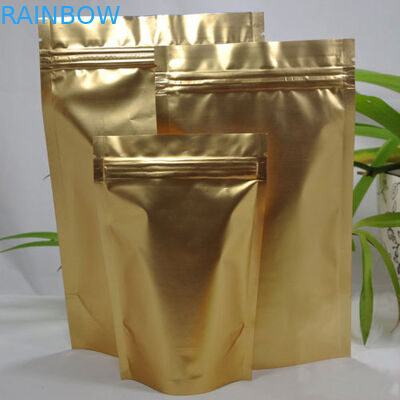 8 Cm X 13cm Double Face Gold Aluminum Foil Stand Up Zip Lock Pouch Packaging
