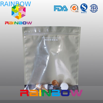 Stand Up Plastic Cosmetic Bag , PA / PE Cosmetic Packaging Bag Front Transparent