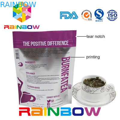 Reclosable Bulk Plastic Pouches Packaging For Tea Box With Zipper And Bottom Gusset