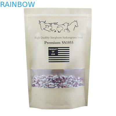 Custom Printed Kraft  Paper Bags Resealable Printed Window For Plant Seeds