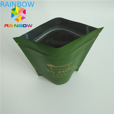 Aluminum Foil Lined Matt White Green Tea Packaging Bag With Zipper Custom Design