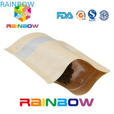 Brown Kraft Paper Customized Paper Bags Doypack k Dry Food Packaging Bag With Window