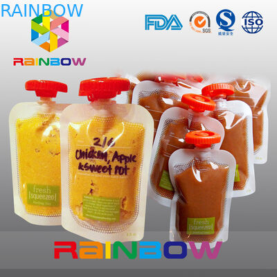 Clear Self Standing Spout Pouch For Jam / Juice , Reusable Food Packging Bag For Kid Baby