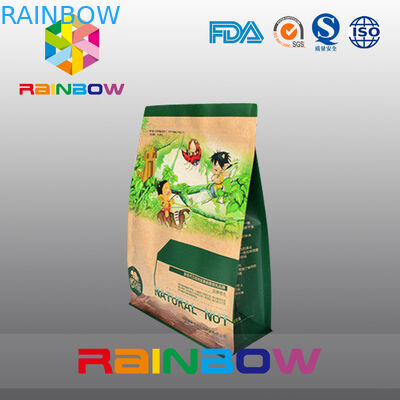 Customized Stand Up Kraft Paper Bag , Flat Bottom Guesst Bag For Dry Food / Candy With Zipper