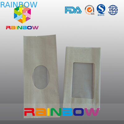 Gusset Kraft Paper Bag For Candy / Dry Food Grade Packaging With Clear Window