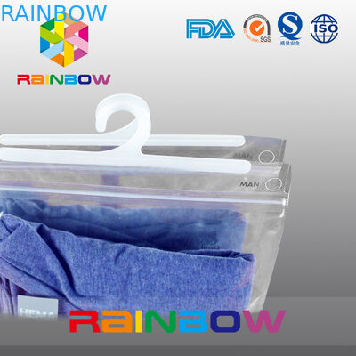 Man's Clothing Packaging Bag With Zipper And Hanger Clear Packaging Bag