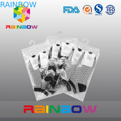 Customize Logo Print Clear Plastic k Bag / Hanging Hook Bag With Zipper