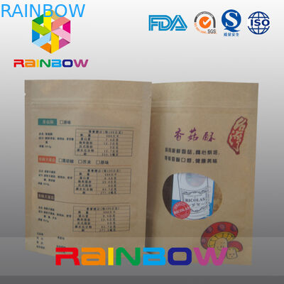 Stand Up Customized k Paper Bags For Dry Food / Candy Packaging With Front Window