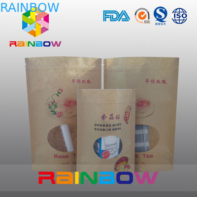 Stand Up Customized k Paper Bags For Dry Food / Candy Packaging With Front Window