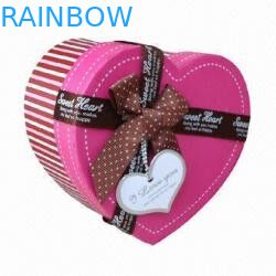 Heart Shaped Decorative Luxury Recycled Gift Paper Box , Pink Paper Box For Chocolate