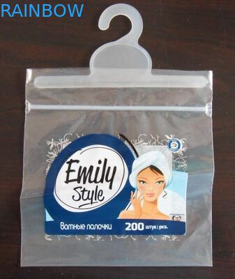 Plastic Clear Grip Seal Colthes Packaging Pouch With Hanger / Sliding Zipper