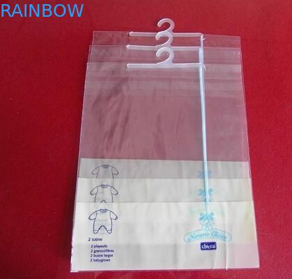 PVC PE Apparel T-Shirt Plastic Pouches Packaging With Hook And Sliding Zipper
