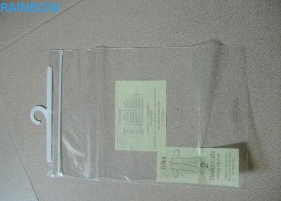 PVC PE Apparel T-Shirt Plastic Pouches Packaging With Hook And Sliding Zipper