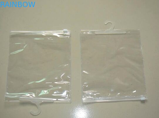 PE k Plastic Pouches Packaging With Hook / Underwear Clothing Clear Bag