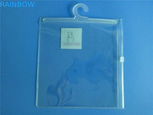 Printed Custom Plastic Scarf Packaging Bag With Hook / Clear Sock Hanging Bag