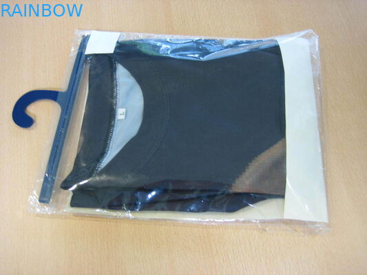 Printed Custom Plastic Scarf Packaging Bag With Hook / Clear Sock Hanging Bag