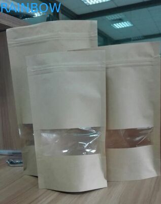 Reclosable Stand Up No Print Customized Paper Bags With Top Zipper And Window