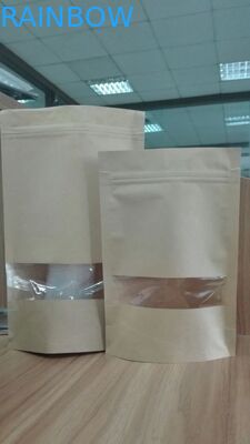 Reclosable Stand Up No Print Customized Paper Bags With Top Zipper And Window